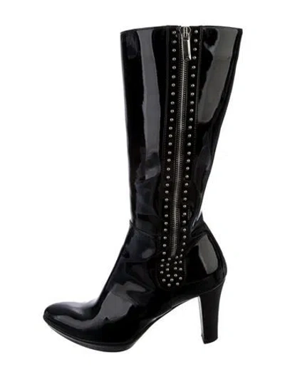 Pre-owned Aquatalia Patent Leather Boots In Black