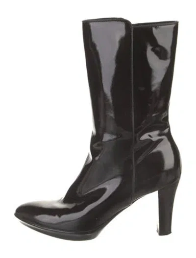 Pre-owned Aquatalia Patent Leather Boots In Black