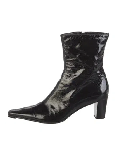Pre-owned Aquatalia Patent Leather Boots In Black