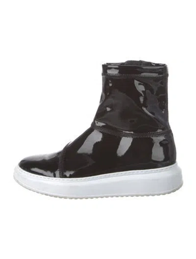 Pre-owned Aquatalia Patent Leather Boots In Black