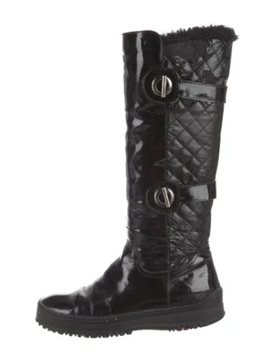 Pre-owned Aquatalia Patent Leather Boots In Black