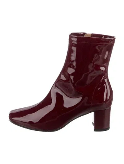 Pre-owned Aquatalia Patent Leather Boots In Burgundy