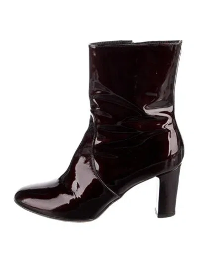 Pre-owned Aquatalia Patent Leather Boots In Burgundy