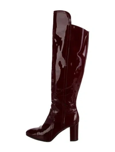 Pre-owned Aquatalia Patent Leather Boots In Red