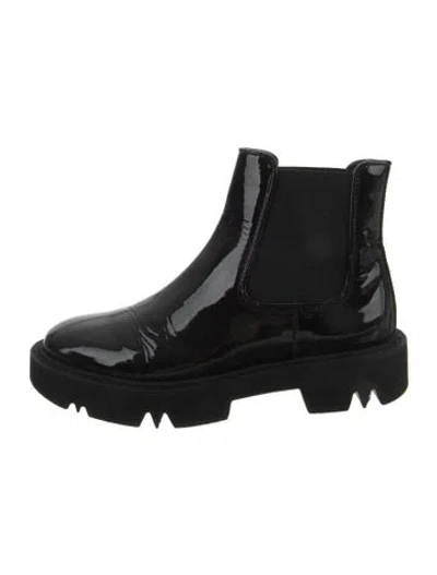 Pre-owned Aquatalia Patent Leather Chelsea Boots In Black