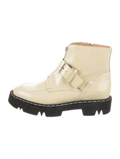 Pre-owned Aquatalia Patent Leather Combat Boots In Yellow