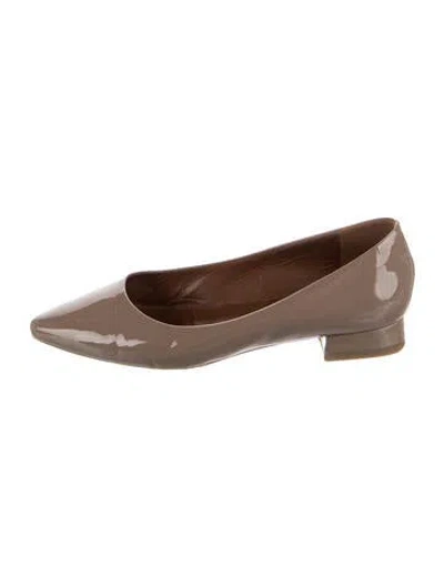 Pre-owned Aquatalia Patent Leather Flats In Neutrals