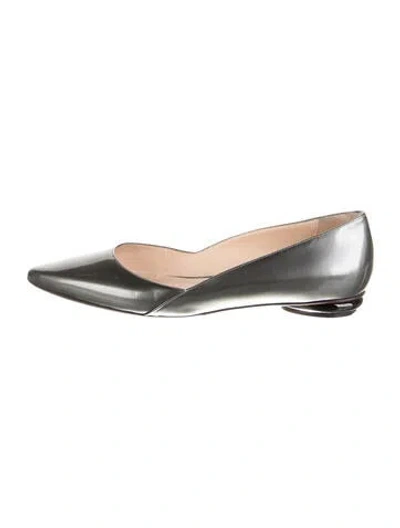 Pre-owned Aquatalia Patent Leather Flats In Silver