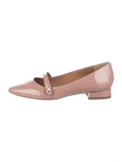 Pre-owned Aquatalia Patent Leather Mary Jane Flats In Neutrals