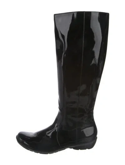 Pre-owned Aquatalia Patent Leather Riding Boots In Black