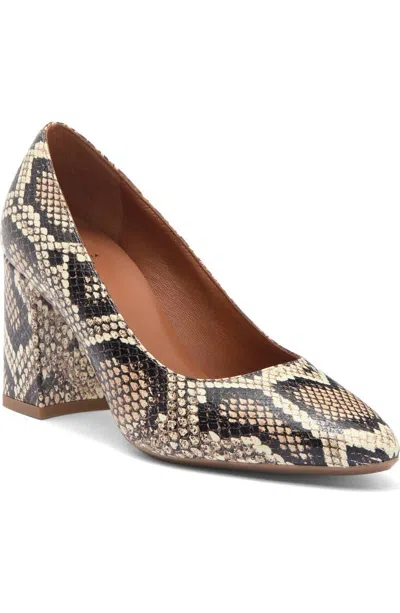 Aquatalia Peony Pump Women's Beige Snake Print Slip On Block Heel Zogg586 In Multi