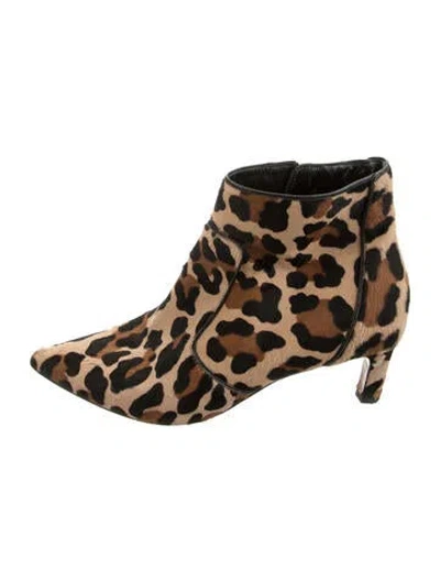 Pre-owned Aquatalia Ponyhair Animal Print Boots In Neutrals