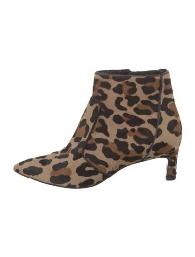 Pre-owned Aquatalia Ponyhair Animal Print Boots In Neutrals