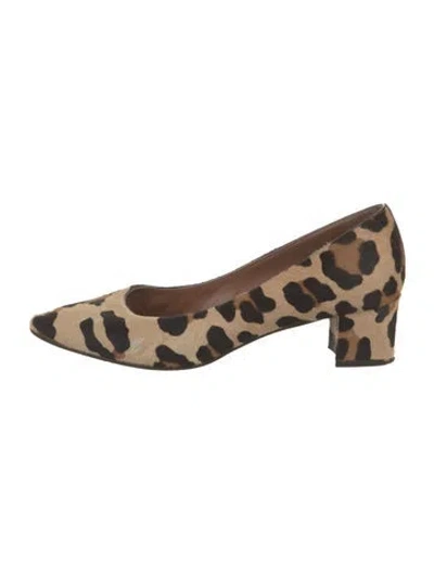 Pre-owned Aquatalia Ponyhair Animal Print Pumps In Brown