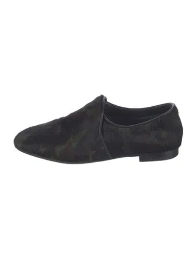 Pre-owned Aquatalia Ponyhair Camouflage Print Loafers In Blue