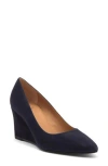 Aquatalia Posie Suede Wedge Pumps In Navy