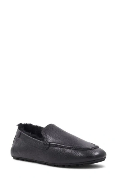 Aquatalia Qalista Weatherproof Faux Shearling Lined Driving Shoe In Black