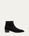 Aquatalia Leonora Suede Zip Ankle Boots In Dark Navy