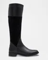 Aquatalia Regina Mixed Leather Riding Boots In Black
