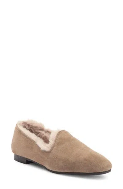 Aquatalia Romie Faux Fur Lined Loafer In Light Taupe