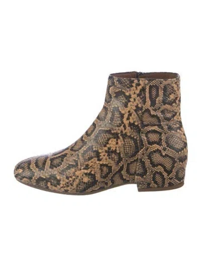 Pre-owned Aquatalia Snakeskin Animal Print Boots In Brown