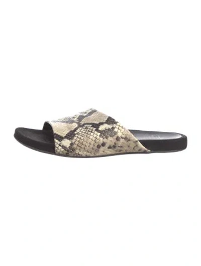 Pre-owned Aquatalia Snakeskin Animal Print Slides In Neutral
