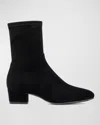 Aquatalia Stassi Stretch Suede Ankle Boots In Black