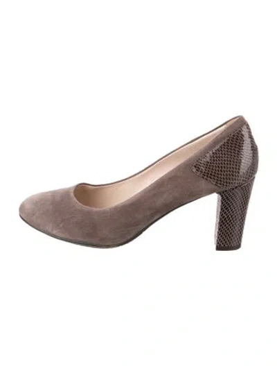 Pre-owned Aquatalia Suede Animal Print Pumps In Grey