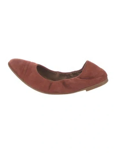 Pre-owned Aquatalia Suede Ballet Flats In Burgundy