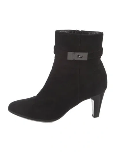 Pre-owned Aquatalia Suede Boots In Black