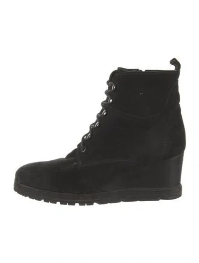Pre-owned Aquatalia Suede Boots In Black