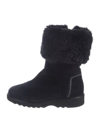 Pre-owned Aquatalia Suede Boots In Black/blue