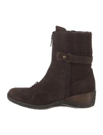 Pre-owned Aquatalia Suede Braided Accents Boots In Brown