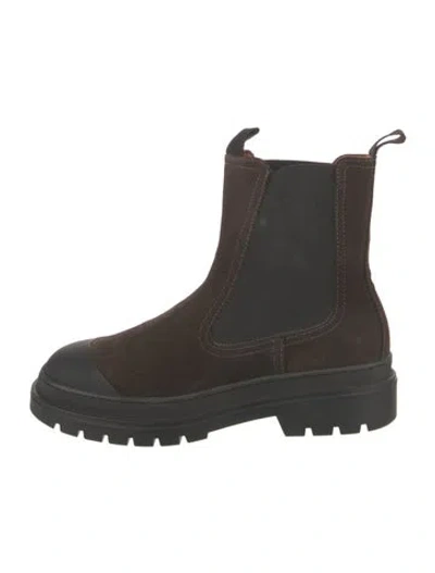 Pre-owned Aquatalia Suede Chelsea Boots In Black