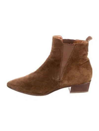Pre-owned Aquatalia Suede Chelsea Boots In Brown