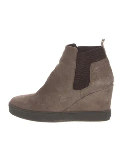 Pre-owned Aquatalia Suede Chelsea Boots In Neutral