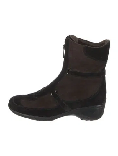 Pre-owned Aquatalia Suede Colorblock Pattern Boots In Multi