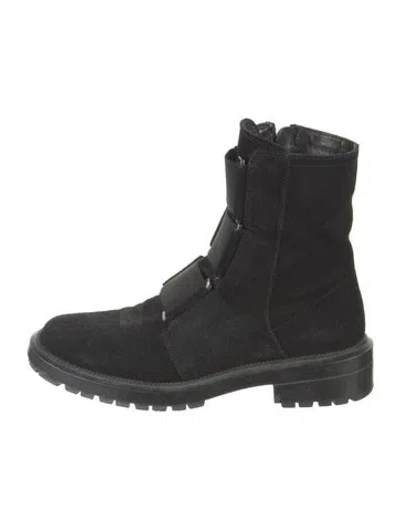 Pre-owned Aquatalia Suede Combat Boots In Black