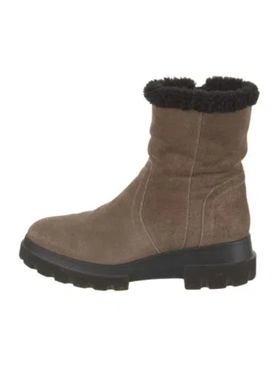 Pre-owned Aquatalia Suede Combat Boots In Brown