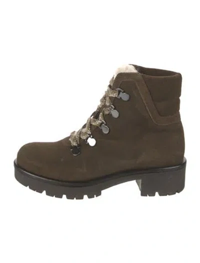 Pre-owned Aquatalia Suede Combat Boots In Green