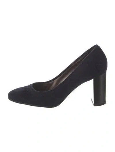 Pre-owned Aquatalia Suede Embroidered Accent Pumps In Blue