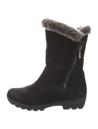 Pre-owned Aquatalia Suede Fur Trim In Black