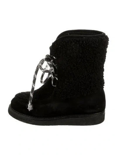 Pre-owned Aquatalia Suede Lace-up Boots In Black