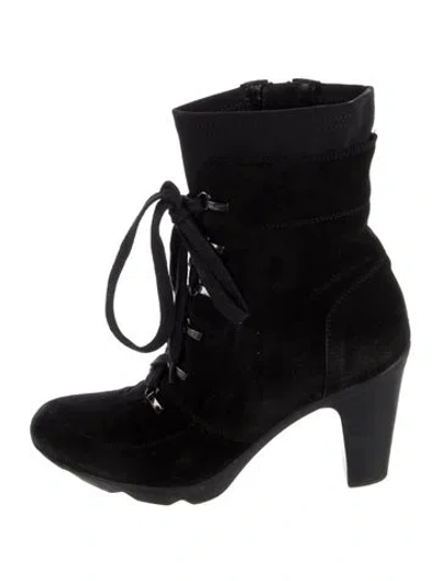 Pre-owned Aquatalia Suede Lace-up Boots In Black