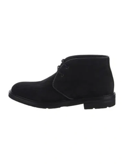 Pre-owned Aquatalia Suede Lace-up Boots In Black