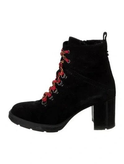 Pre-owned Aquatalia Suede Lace-up Boots In Black