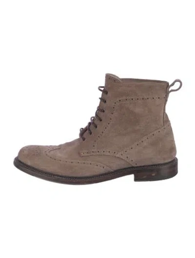 Pre-owned Aquatalia Suede Lace-up Boots In Brown