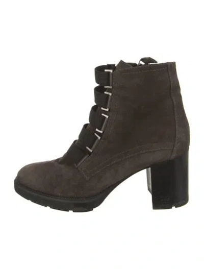 Pre-owned Aquatalia Suede Lace-up Boots In Brown