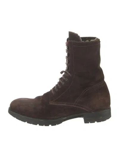 Pre-owned Aquatalia Suede Lace-up Boots In Brown