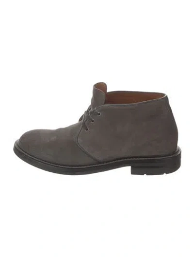 Pre-owned Aquatalia Suede Lace-up Boots In Gray